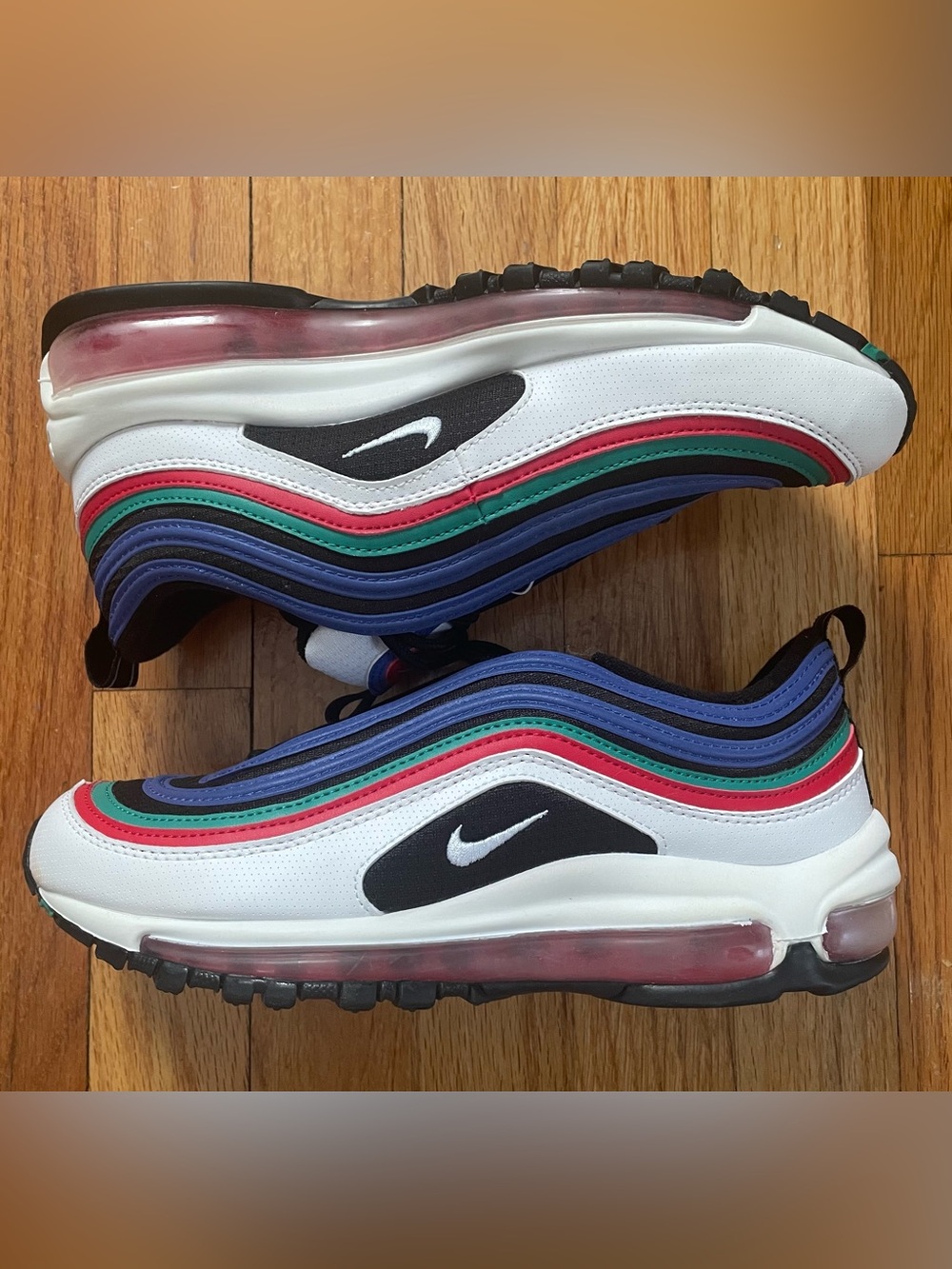 NWB Nike Air Max ‘97 Red Black White Blue Green Sneakers Youth Size 6.5